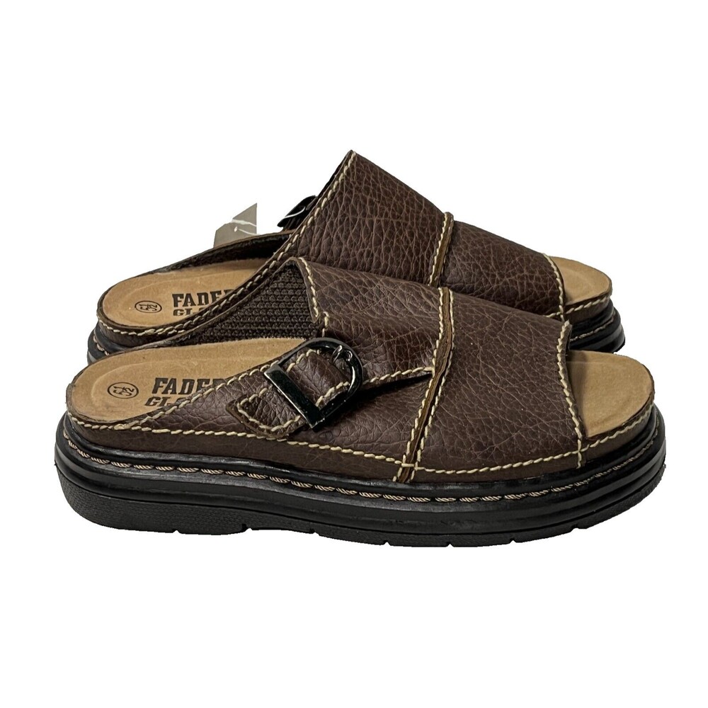 Vintage Women's Faded Glory Becky  Brown Slip On Chunky Platform Shoes Sandals